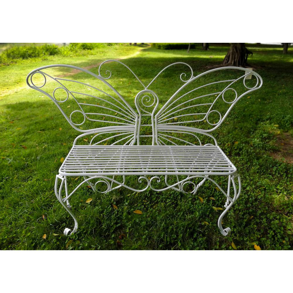 Hi Line Gift Patio Chairs Furniture The Home Depot White Metal Erfly Garden Bench
