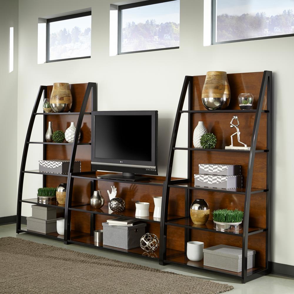 Modern Best Rated Adjule Shelves Entertainment Center Tv Aero Cherry And Black 3 Piece Entertainment Center