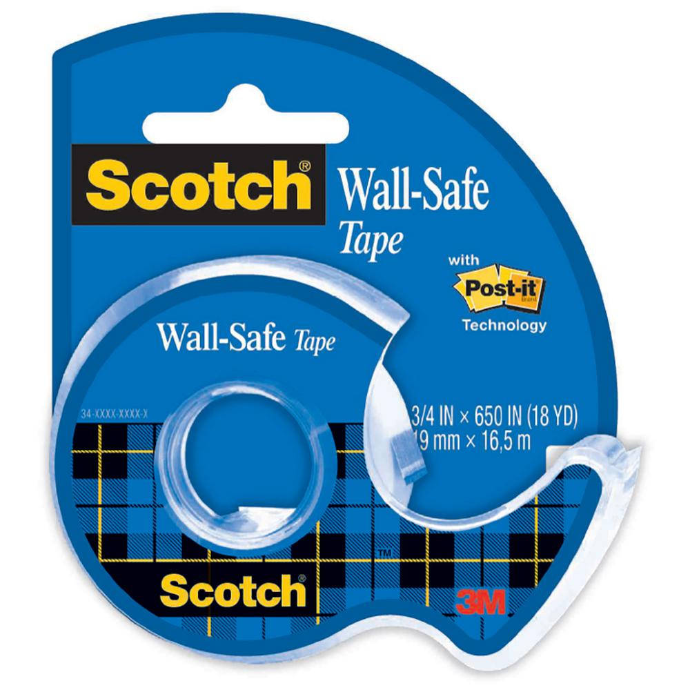 3M Scotch 0.75 inch x 650 inch Wall-Safe Tape with Dispenser (Case of 72) by 3M