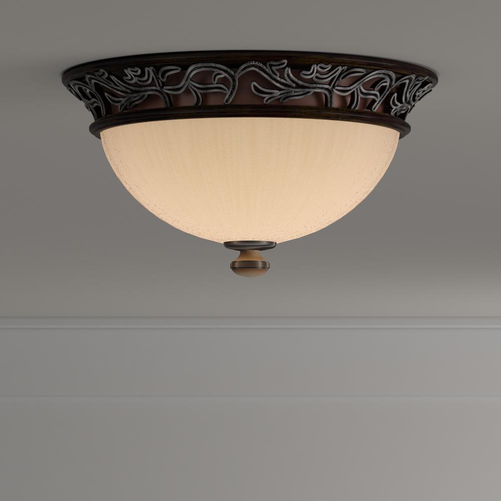 Hampton Bay 2 Light Caffe Patina Flush Mount Ceiling Fixture Hampton Bay 2 Light Caffe Patina Flush Mount Ceiling Fixture