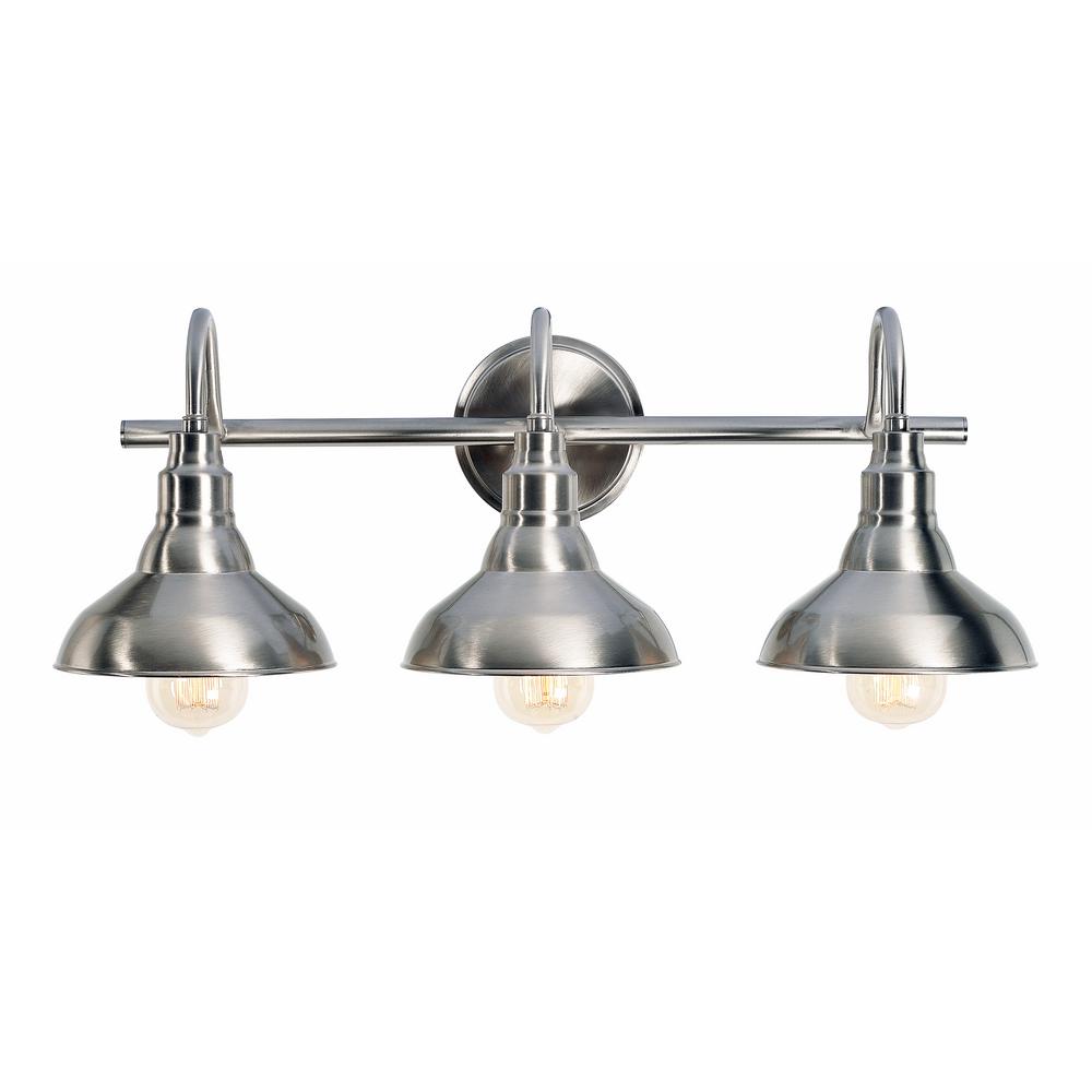 Kenroy Home Dale 3 Light Brushed Steel Vanity Kenroy Home Dale 3 Light Brushed Steel Vanity