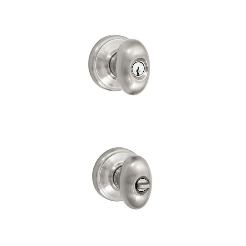 Fusion Solid Brass Brushed Nickel Egg Keyed Entry Knob with Ketme RoseK02A50BRN The Home