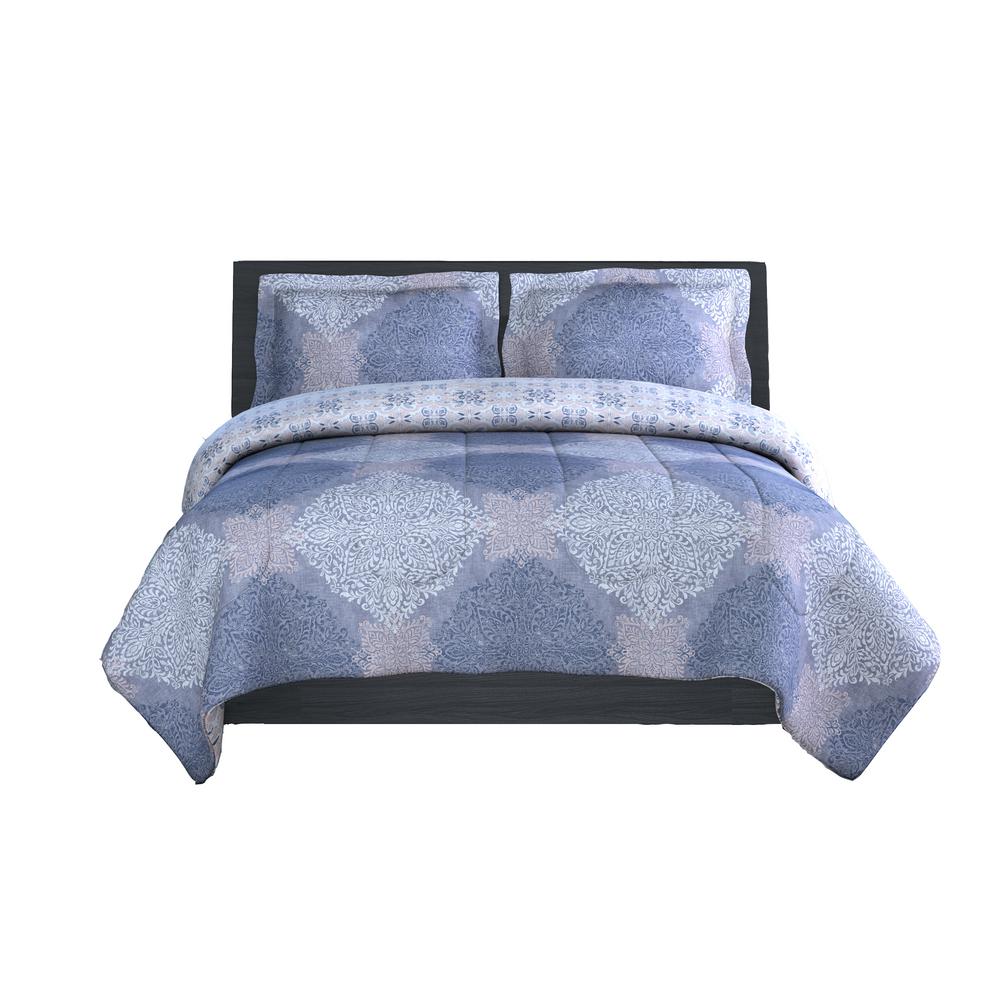 Inspired Surroundings Ava Medallion Microfiber 90 In X Sham Ava Medallion Microfiber 90 In X Sham 20 26 3 Piece Full Queen Comforter Set