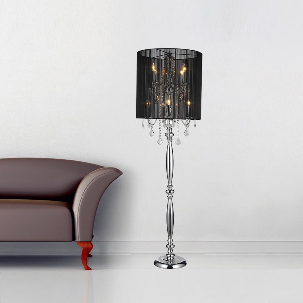 Cwi Lighting Sheer 67 In Chrome Floor Lamp With Black Shade Cwi Lighting Sheer 67 In Chrome Floor Lamp With Black Shade