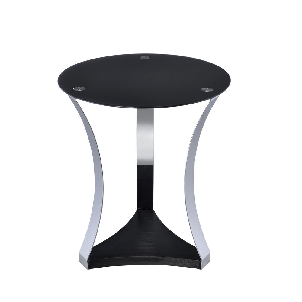 Geiger Rose Gold And Black Glass Top End Table