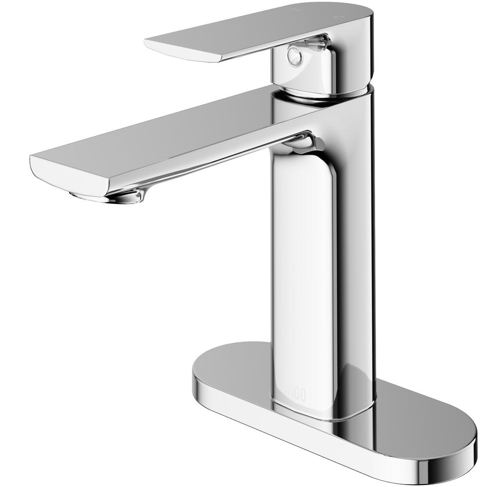 Vigo Davidson Single Hole Single Handle Bathroom Faucet With Deck Plate In Chrome Vg01043chk1 7232