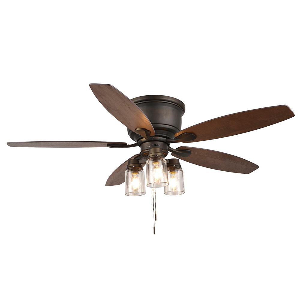 Hampton Bay Stoneridge 52 In Led Indoor Outdoor Bronze Hugger Ceiling Fan With Light Kit 51974 The Home Depot Hampton Bay Stoneridge 52 In Led, Outdoor Hugger Ceiling Fans