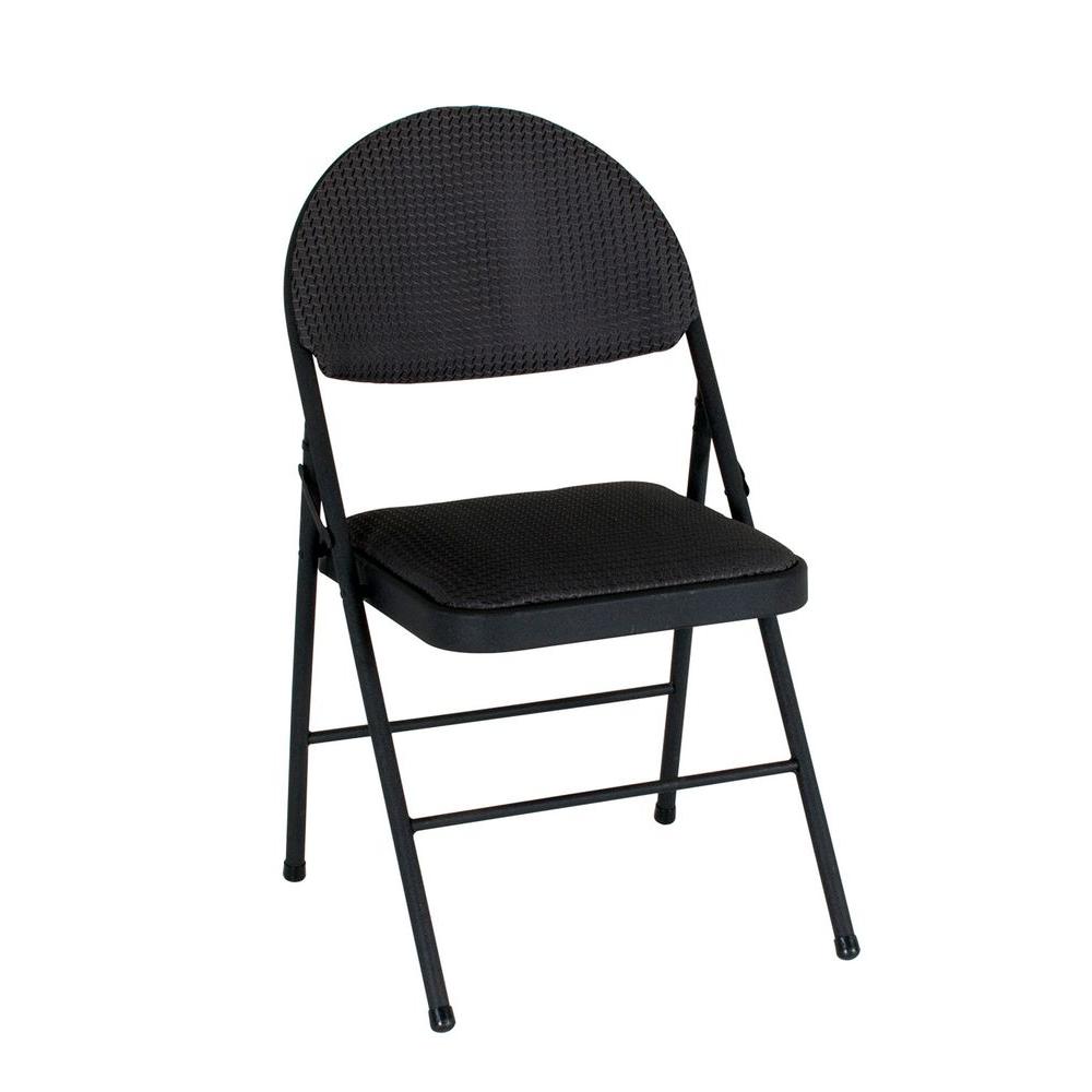 Cosco Oversized Black Metal Frame Padded Seat Folding Chair Set