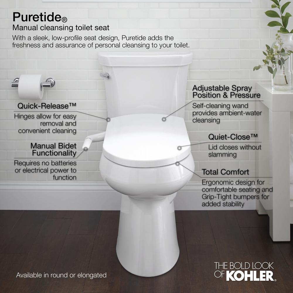 Kohler Puretide Non Electric Bidet Seat For Elongated Toilets In White K 5724 0 The Home Depot - Kohler Toilet Seat Instructions Kohler Puretide Non Electric Bidet Seat For Elongated Toilets In White K 5724 0 The Home Depot - Kohler Toilet Seat Instructions