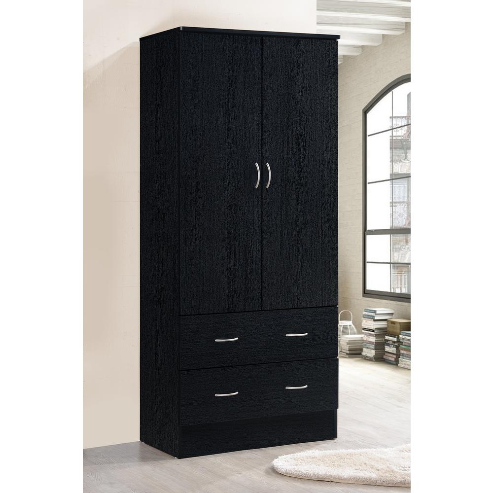 Hodedah Imports 2 Drawer 2 Door Wardrobe