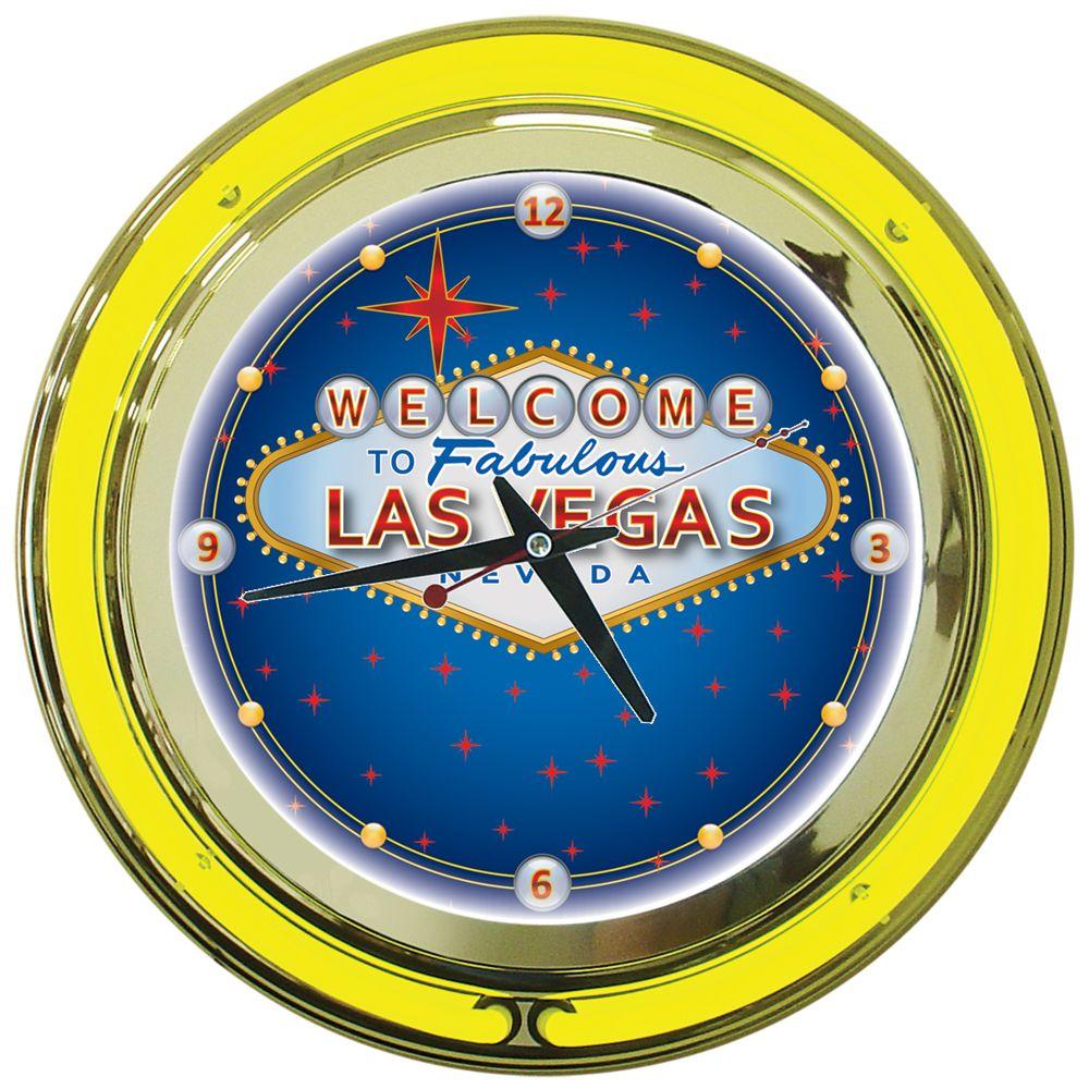 Trademark 14 in. Las Vegas Neon Wall ClockLV1400 The Home Depot