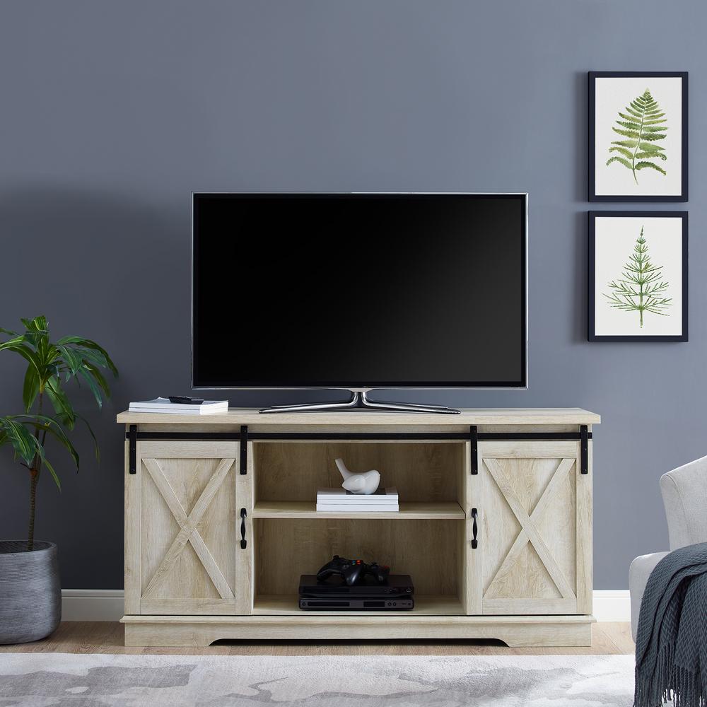 Walker Edison Furniture Company 58 In Solid White Oak Sliding Barn Solid White Oak Sliding Barn Door Tv Console