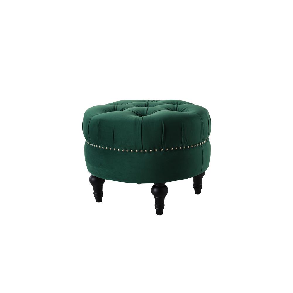 Jennifer Taylor Dawn Evergreen Tufted Round Ottoman 84190 893 The Dawn Evergreen Tufted Round Ottoman