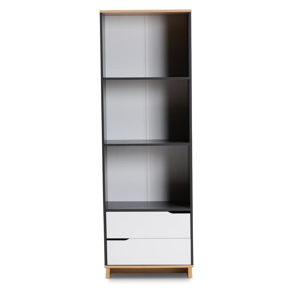 Baxton Studio Reed White And Gray 2 Drawer Bookshelf 159 9859 Hd