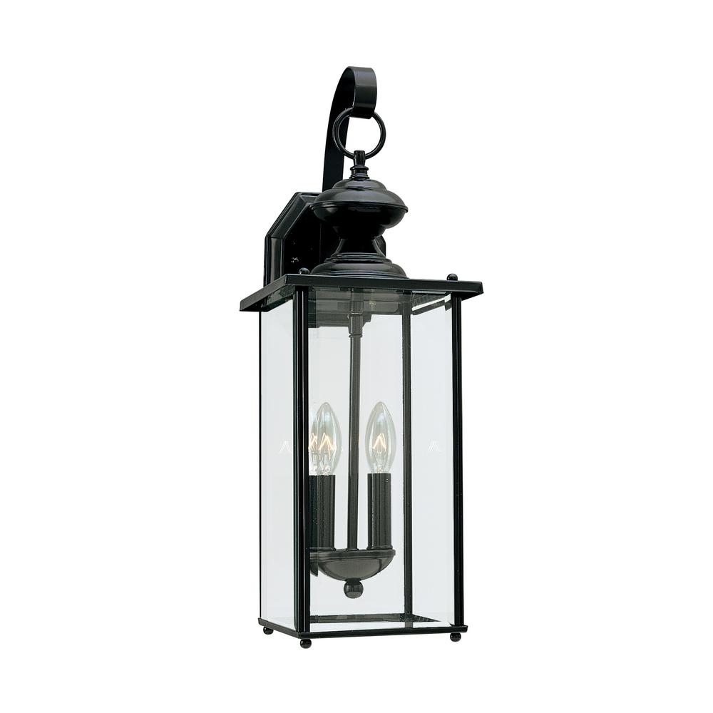 Sea Gull Lighting Jamestowne 2Light Black Outdoor Wall Mount Lantern