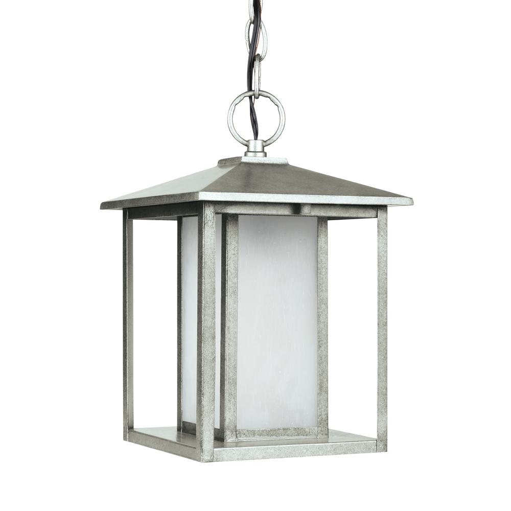 Sea Gull Lighting Hunnington Weathered Pewter 1 Light Outdoor Hanging Pendant With Led Bulb
