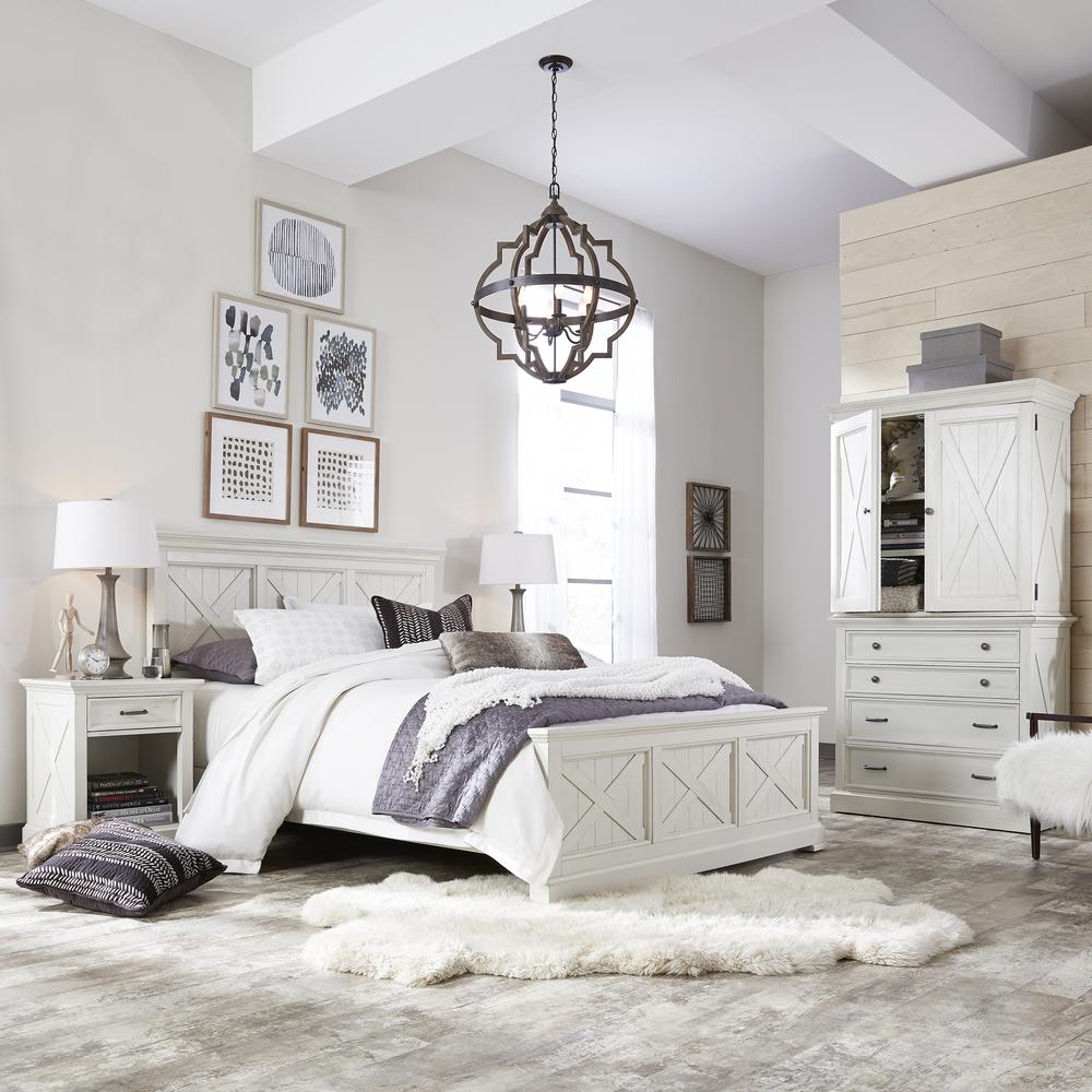Homestyles Seaside Lodge 5 Piece Hand Rubbed White Queen Bedroom