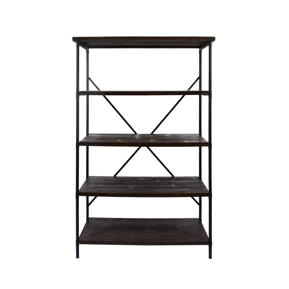 Unbranded Dowling 65.00 in. Dark Walnut Wood 4Shelf Etagere Bookcase