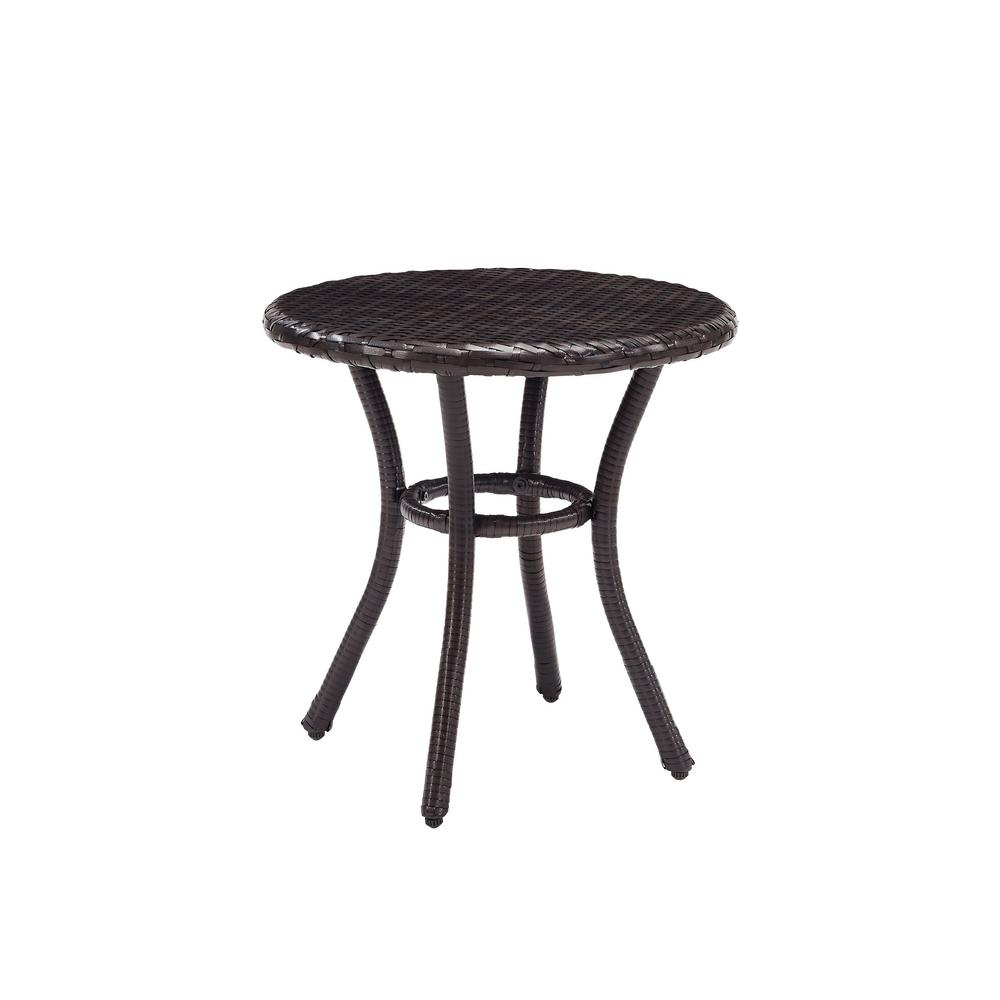 Home Decorators Collection Camden Dark Brown Wicker Outdoor Side Table