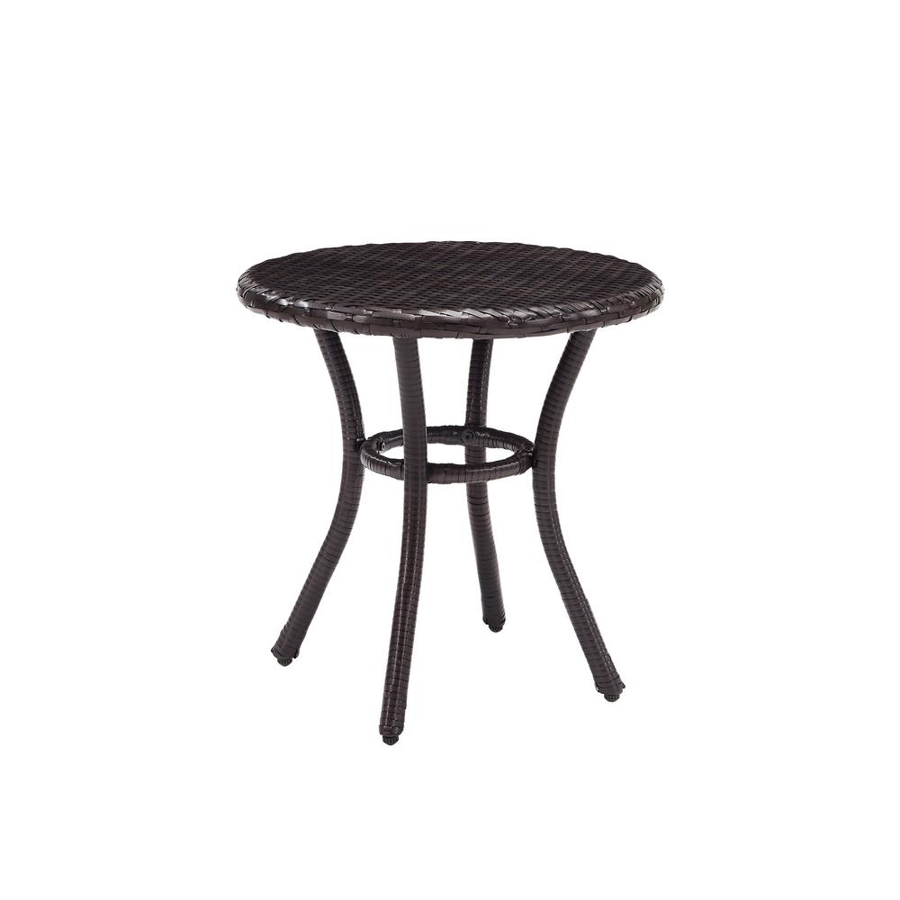 Round Wicker Patio Furniture Outdoor Side Tables Brown Wicker Outdoor Side Table Palm Harbor New Crosley