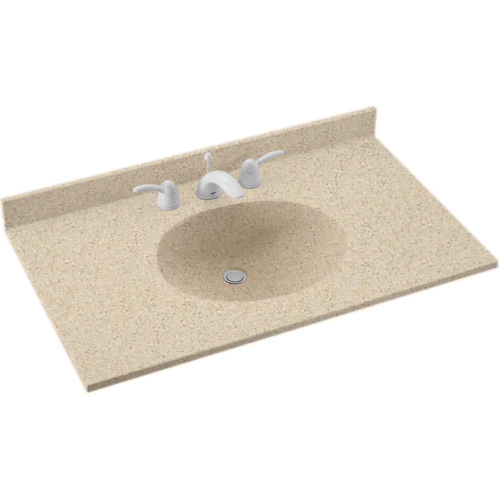 Swan Ellipse 25 in. W x 22 in. D Solid Surface Vanity Top with Sink in