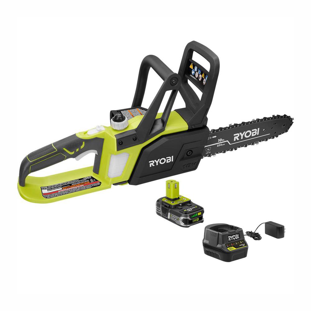 One Lithium 10 In 18 Volt Lithium Ion Cordless Chainsaw 1 5 Ah Battery And Charger Included