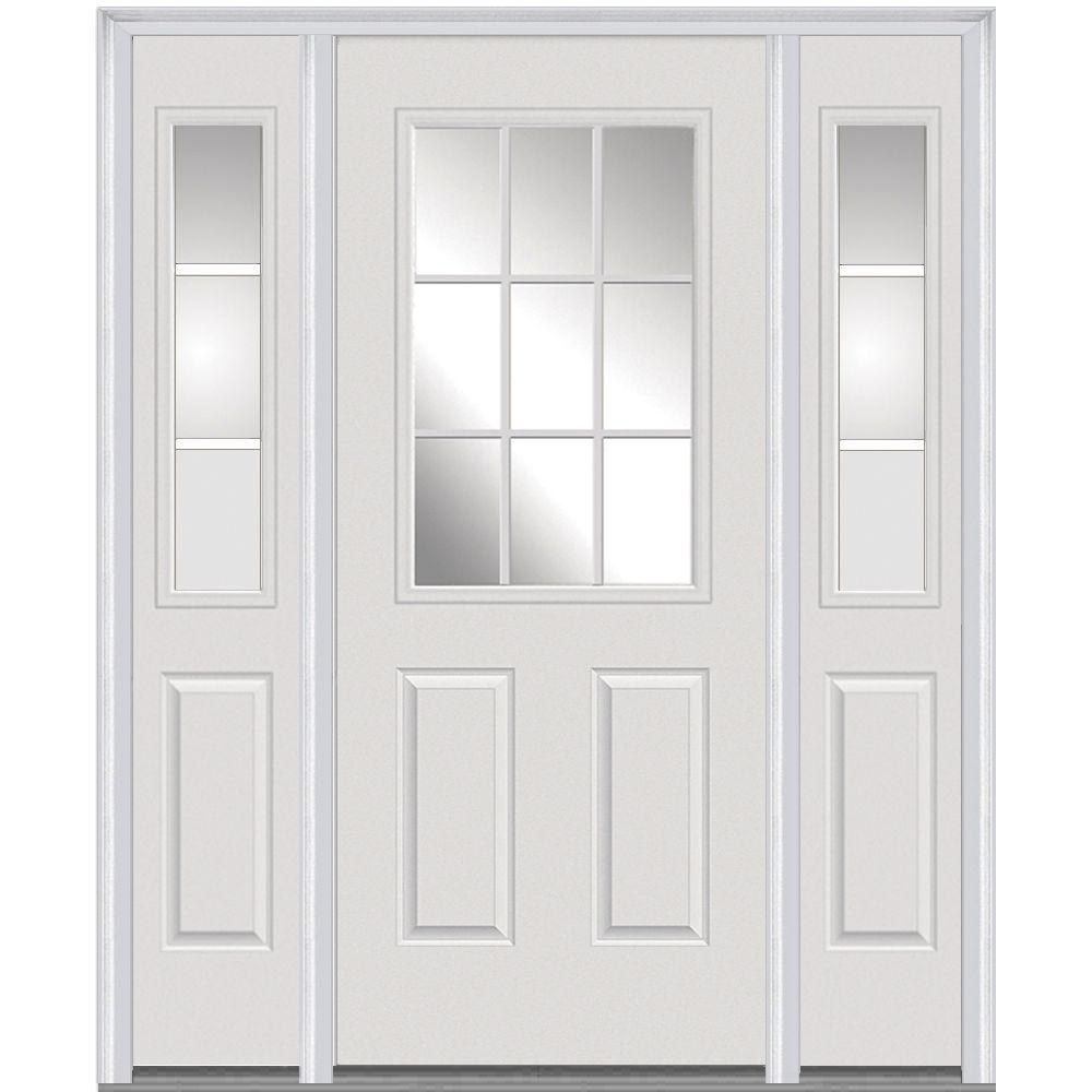 MMI Door 64 In. X 80 In. Internal Grilles Right Hand 1/2 Lite 2-Panel ...