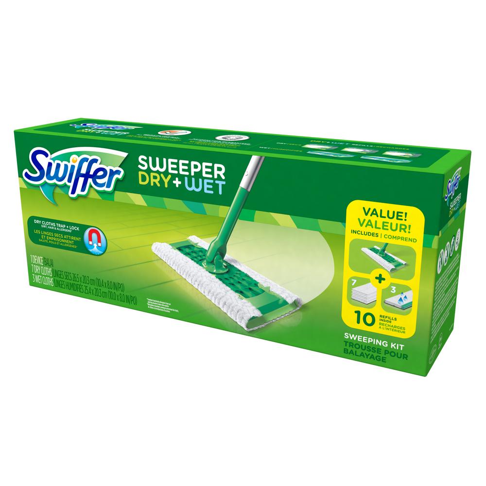 SWIFFER Dry Wet Mop Starter Kit Home Hardwood Floor Sweeper Cleaning ...