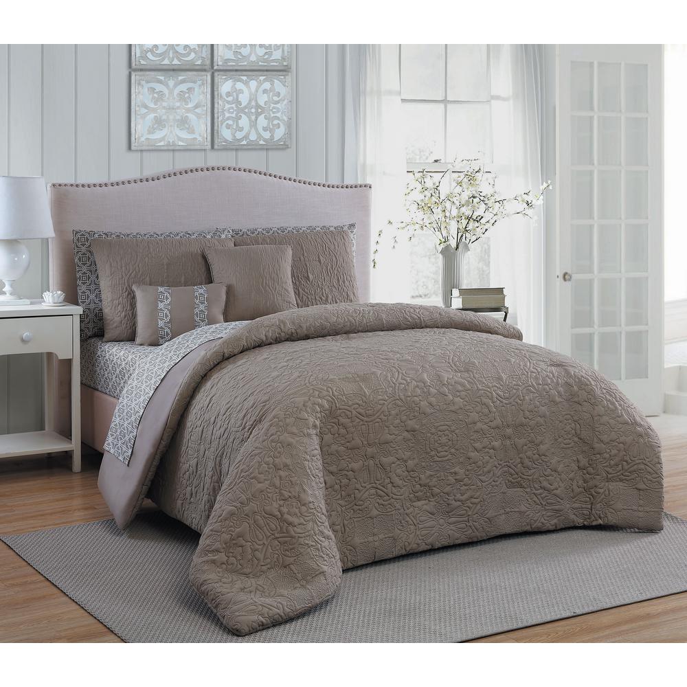 Avondale Manor Melbourne 9 Piece Taupe Queen Comforter Set Avondale Manor Melbourne 9 Piece Taupe Queen Comforter Set Meb9csquenghta The Home Depot