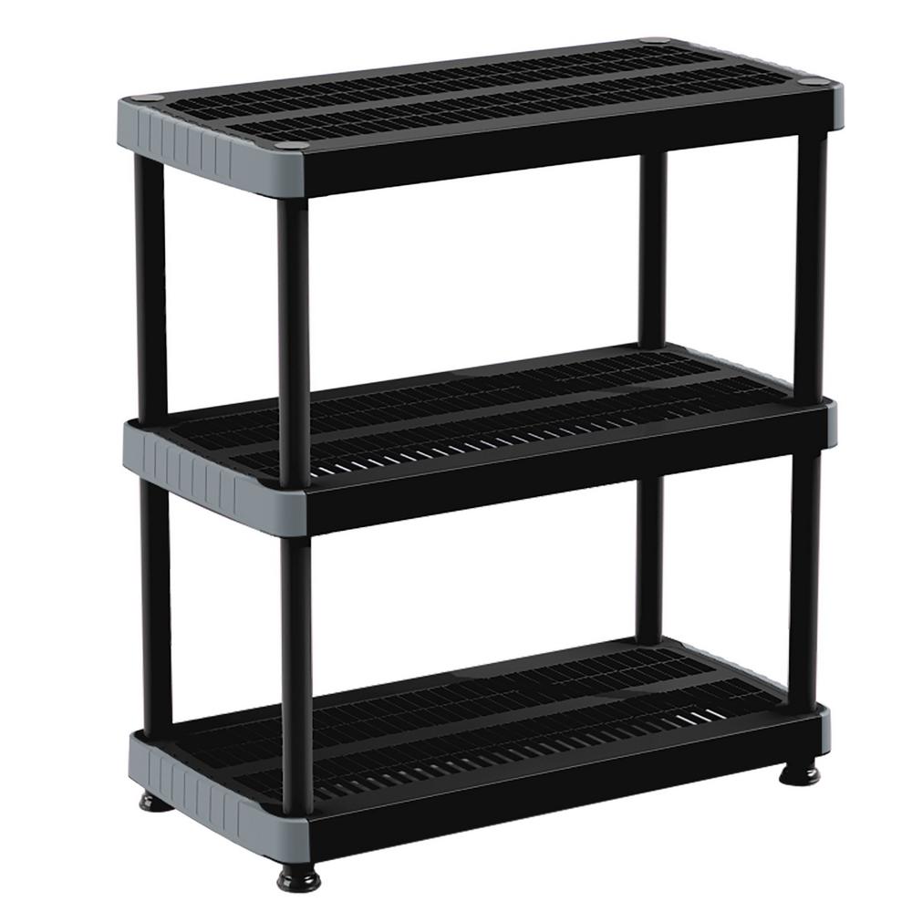 Rubbermaid 2Shelf Corner Plastic Tool Tower in BlackFG5A4700MICHR