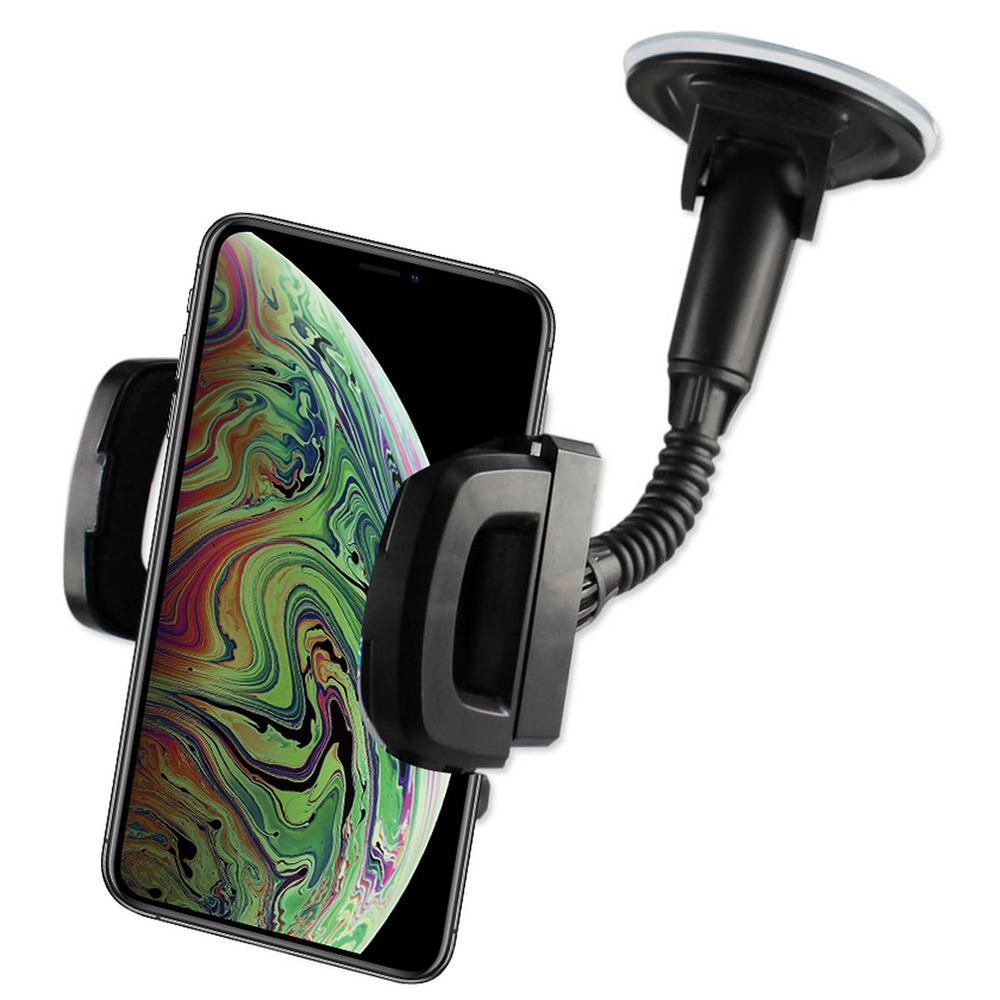 Nokia Samsung LG Google Huawei Moto Smartphones Reiko Universal Suction Winder Glass Car Phone Holder in Black with Vent Mount Holder Compatible with iPhone