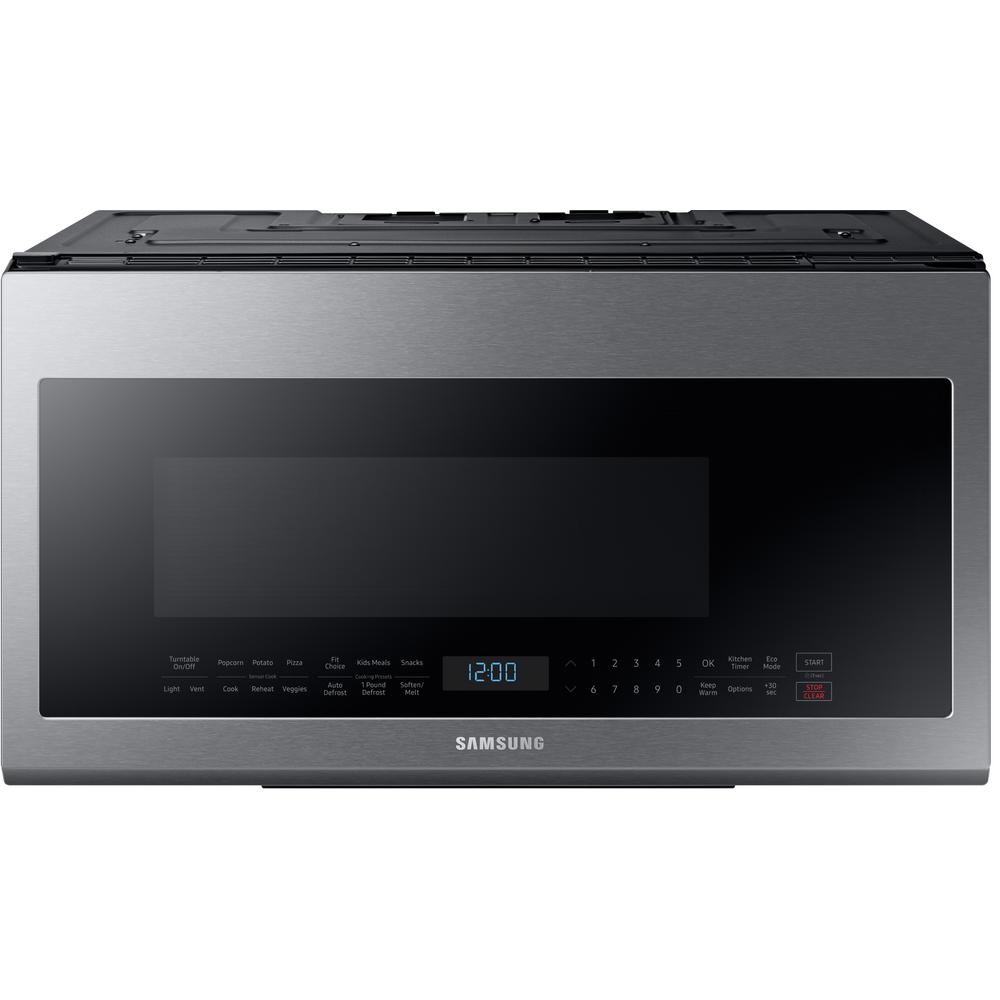Samsung 30 In 2 1 Cu Ft Over The Range Microwave Stainless Samsung 30 In 2 1 Cu Ft Over The Range Microwave Stainless Steel With Sensor Cooking And Ceramic Enamel Interior Me21m706bas Home Depot