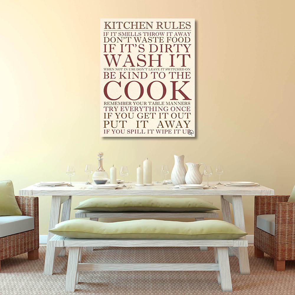 20 In X 24 Kitchen Rules Wrapped Canvas Wall Art Print