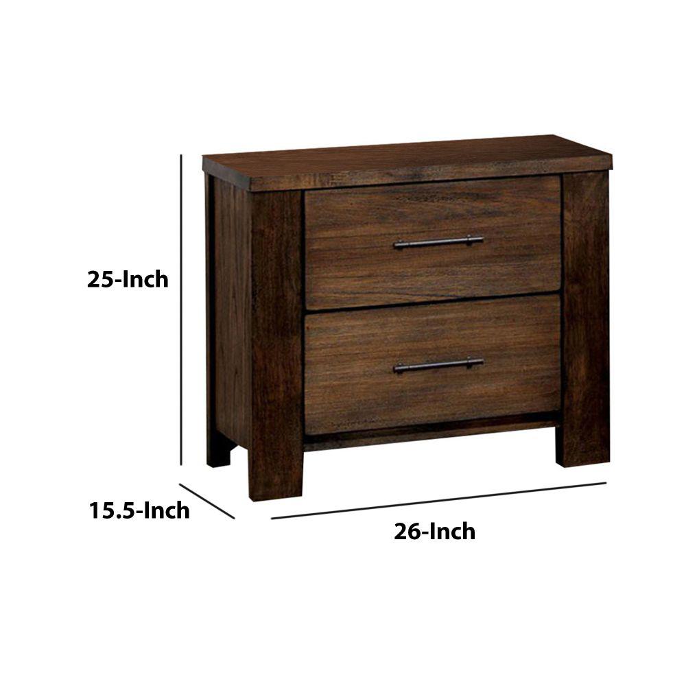 Benjara Transitional 2 Drawer Oak Night Stand Bm123202 The Home Depot