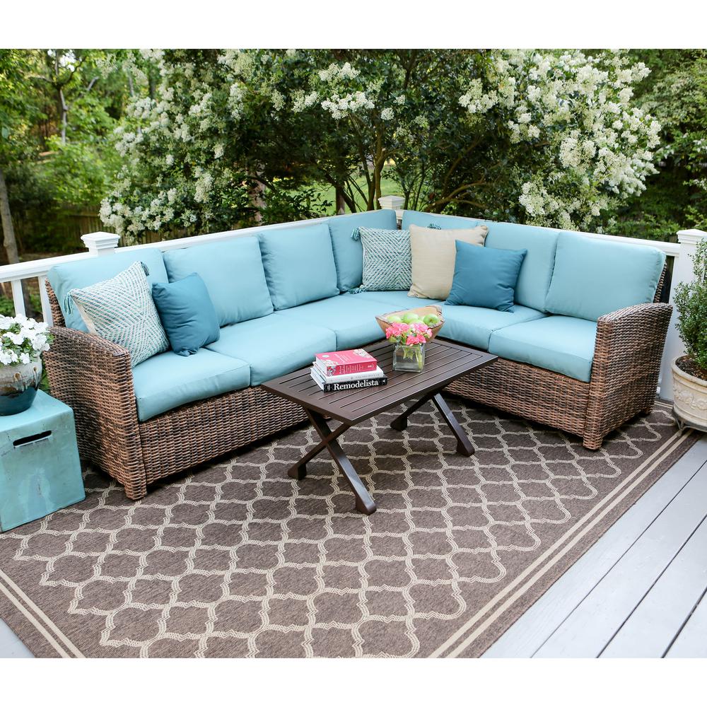Leisure Made Dalton 5Piece Wicker Outdoor Sectional Set with Blue
