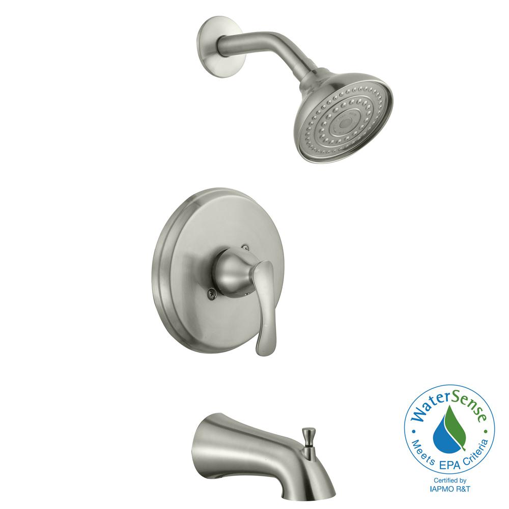 Glacier Bay Edgewood Single Handle 1 Spray Tub And Shower Faucet In Brushed Nickel Valve Included