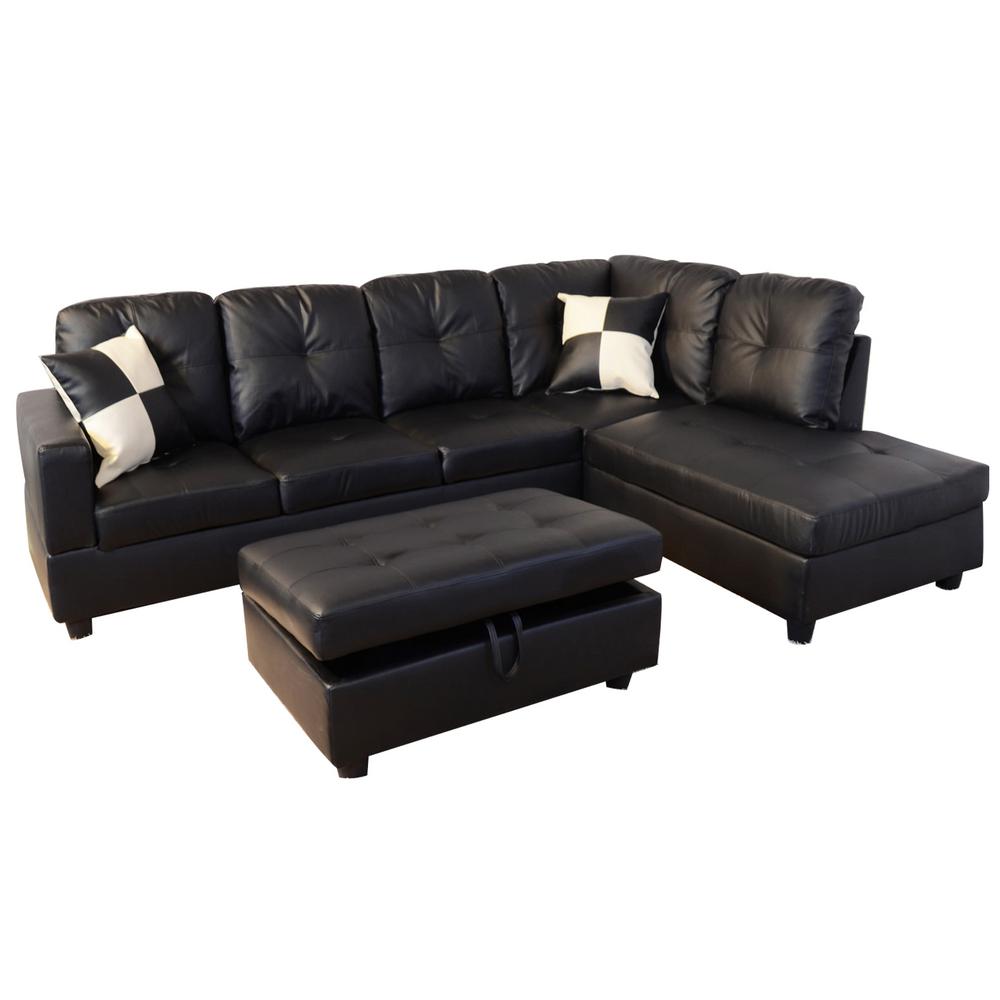 Star Home Living Black Faux Leather 3 Seater Left Facing Chaise Sectional Sofa With Storage Ottoman Sh091a The Depot - Left Facing Sectional Sofa With Storage Star Home Living Black Faux Leather 3 Seater Left Facing Chaise Sectional Sofa With Storage Ottoman Sh091a The Depot - Left Facing Sectional Sofa With Storage