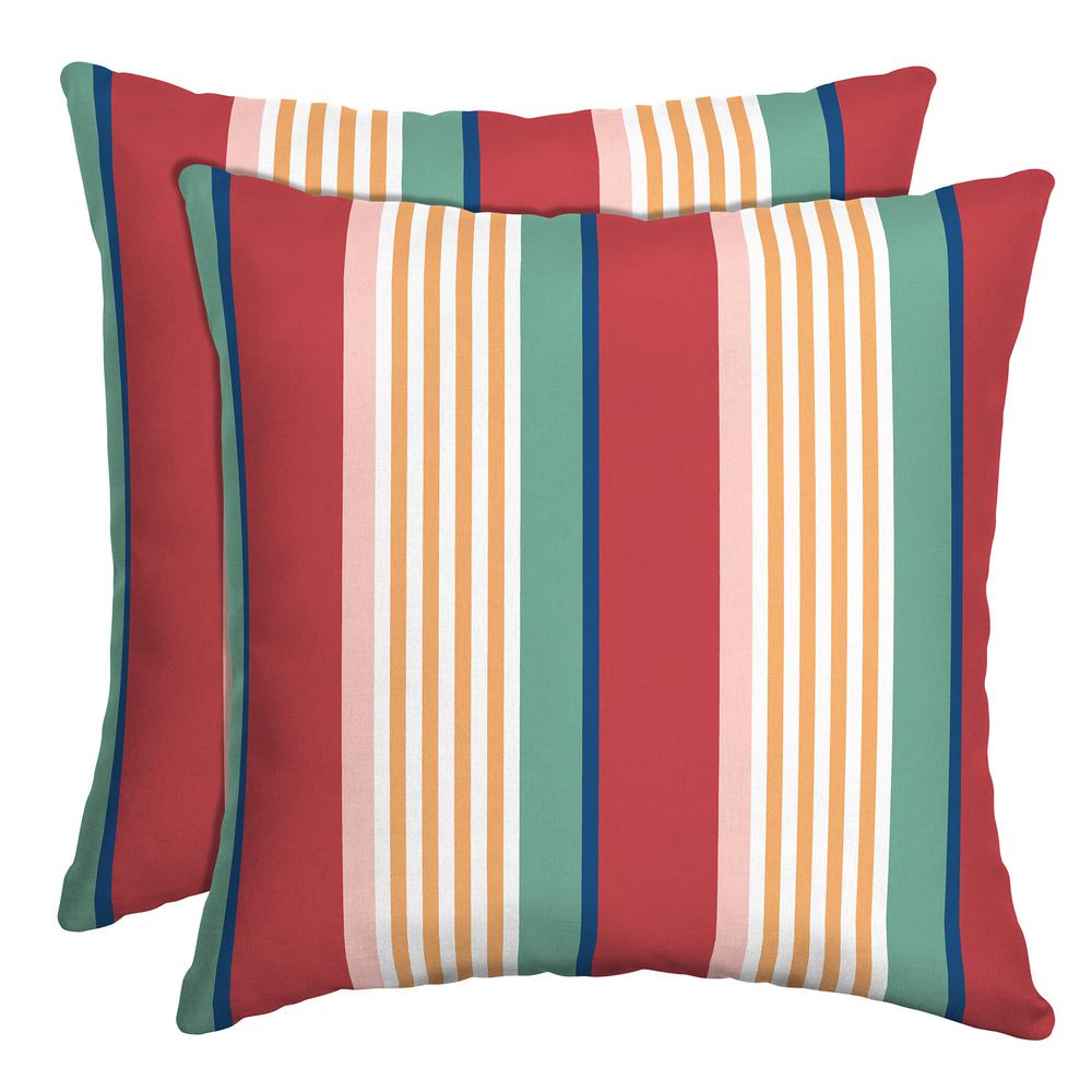 ARDEN SELECTIONS 16 in. x 16 in. Keeley Stripe Outdoor Throw Pillow (2