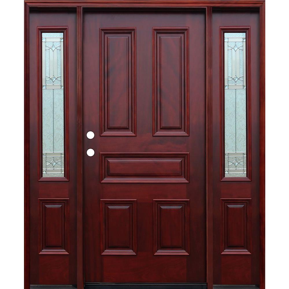 Pacific Entries 70in.x82in. Traditional 5Panel Stained Mahogany Wood