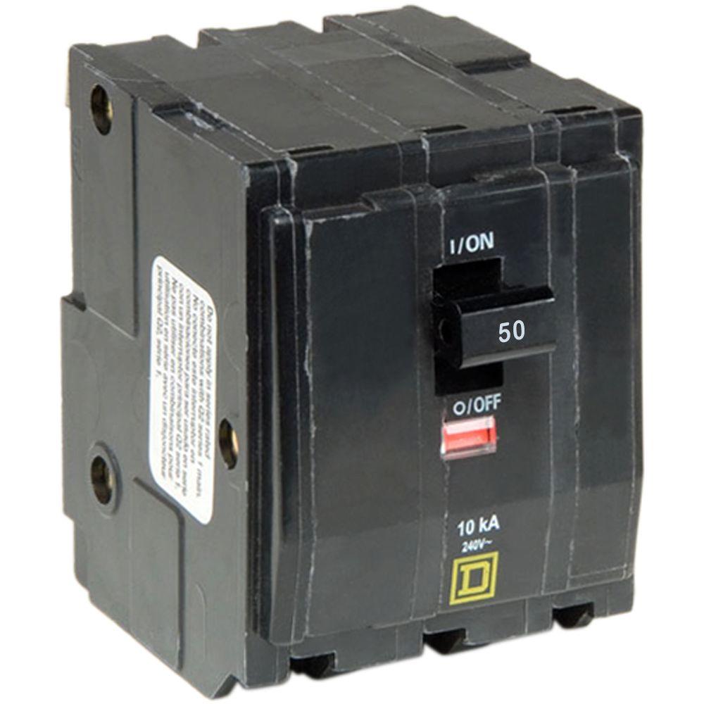4 IN STOCK 3 Pole 240 Volt Bolt-On Circuit Breaker 50 Amp Square D QOB350