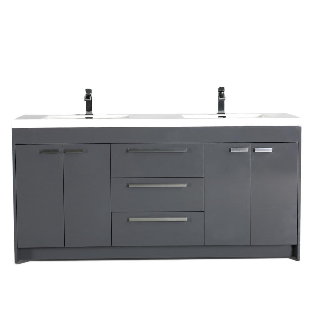 Eviva Lugano 84 In Modern Bathroom Vanity In Gray With Integrated