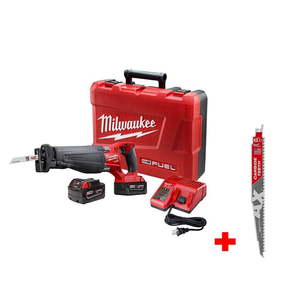 Milwaukee M18 FUEL 18Volt LithiumIon Brushless Cordless Sawzall Reciprocating Saw Kit with