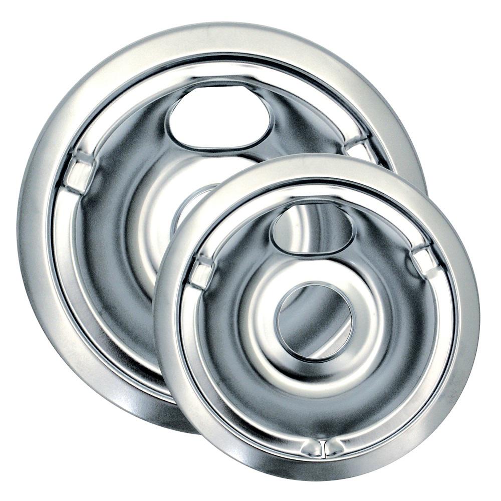Range Kleen 6 in. Small and 8 in. Large Drip Bowl in Chrome (2-Pack)