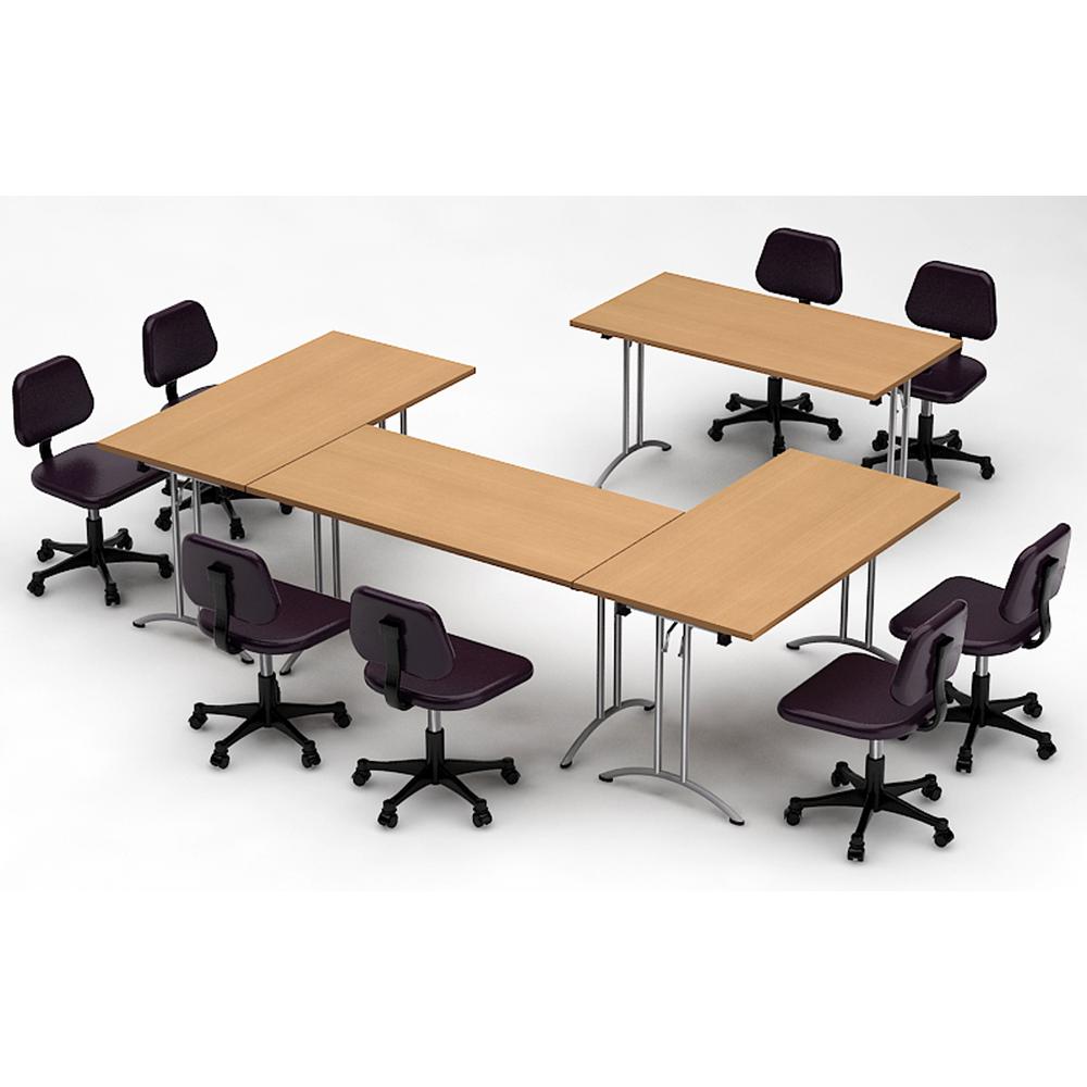 Desks Home Office Furniture The Depot 4 Piece Natural Beech Conference Tables Meeting Seminar Compact Space Maximum Collaboration