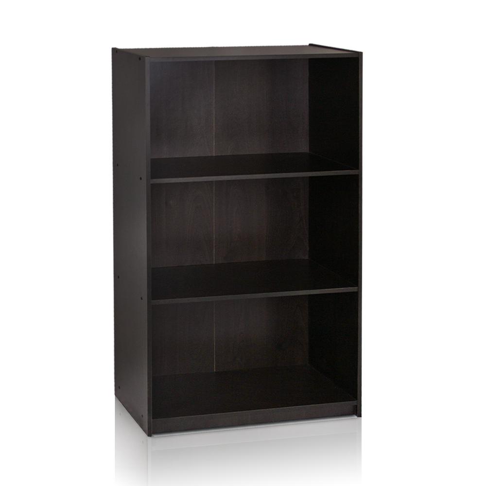Furinno Basic 3Shelf Dark Brown Open Bookcase 99736DWN The Home Depot