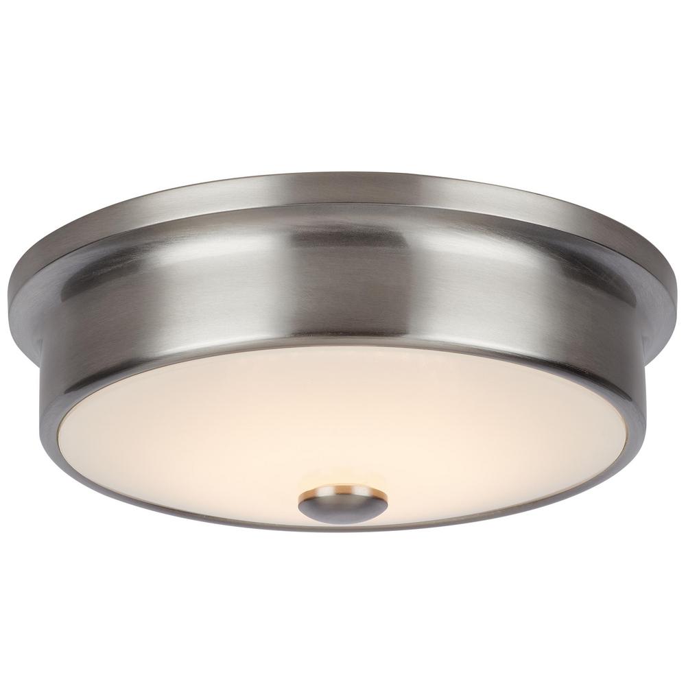 Home Decorators Collection Versailles 14 in. Brushed Nickel LED Flush ...