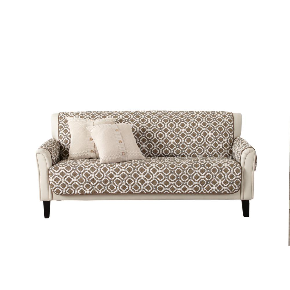 Great Bay Home Liliana Collection Fossil Brown Printed Reversible Great Bay Home Liliana Collection Fossil Brown Printed Reversible Sofa Furniture Protector