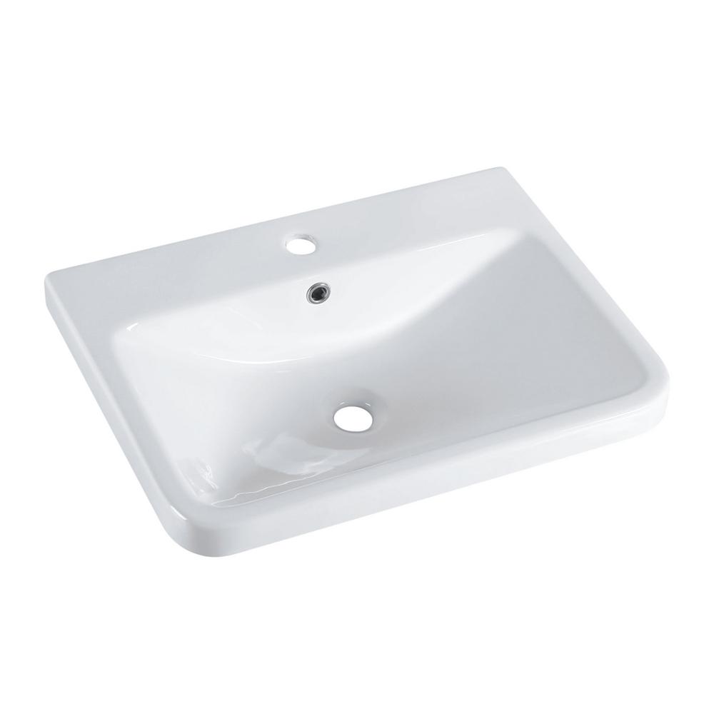 LUXIER Rectangular 24 in. DropIn Ceramic Bathroom Sink in WhiteCS027