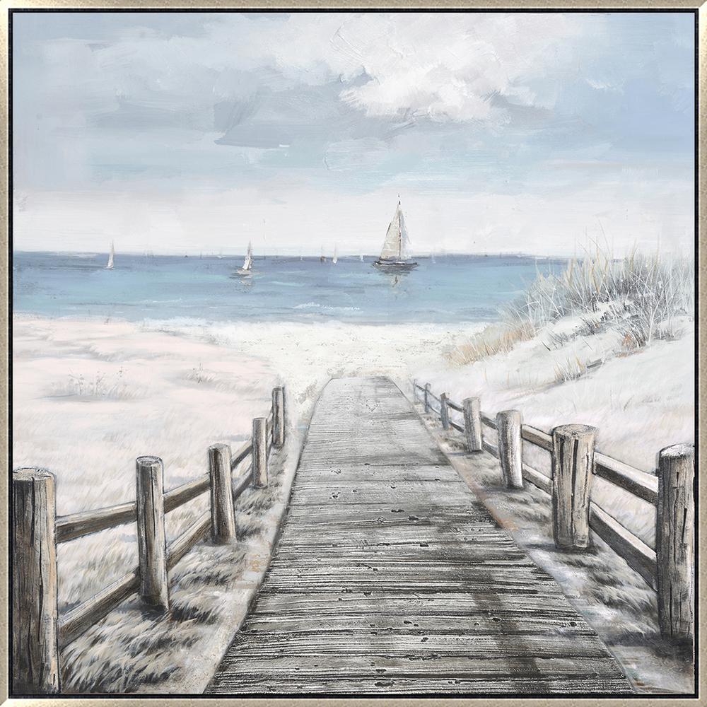 oakland living beach boardwalk in silver wooden floating frame hand painted acrylic wall art 39 in x 39 in hdcd 8387 the home depot beach boardwalk in silver wooden floating frame hand painted acrylic wall art 39 in x 39 in