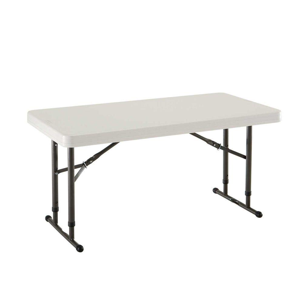 Lifetime 24 In X 48 In Almond Adjustable Height Commercial Folding   Almond Lifetime Folding Tables Chairs 80161 64 1000 